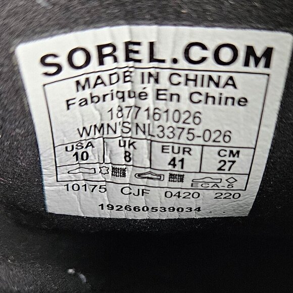 Sorel Lexie Slate Gray/Black Quilted Hidden Wedge Waterproof Boot 10 - Picture 7 of 8